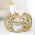 Coffee Table - Round - Small - Gold Fretwork - Aluminium