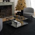 Coffee Table - Square - Large - Mirrored and Black Metal