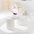 Fluted Coffee Table - Kidney Shape - Large - White - Marble
