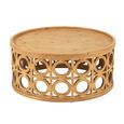 Carving Coffee Table - Round - Natural - Fir Wood