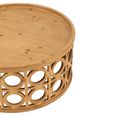 Carving Coffee Table - Round - Natural - Fir Wood