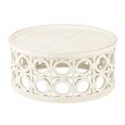 Carving Coffee Table - Round - White - Fir Wood