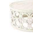 Carving Coffee Table - Round - White - Fir Wood