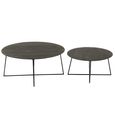 Coffee Table - Round - 2 Tier - Black - Teak Wood and Metal