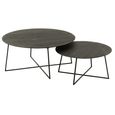 Coffee Table - Round - 2 Tier - Black - Teak Wood and Metal