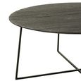 Coffee Table - Round - 2 Tier - Black - Teak Wood and Metal
