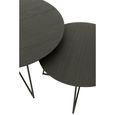 Coffee Table - Round - 2 Tier - Black - Teak Wood and Metal