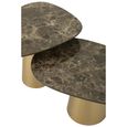 Coffee Table - Set of 2 - Cone Base - Bronze and Taupe - Marble Effect and Metal
