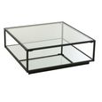 Coffee Table - Square - Large - Mirrored and Black Metal