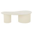 Fluted Coffee Table - Kidney Shape - Large - White - Marble
