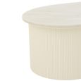 Fluted Coffee Table - Kidney Shape - Large - White - Marble