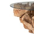 Raoul Coffee Table - Round - Large - Natural - Glass and Teak Wood