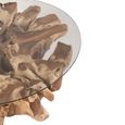 Raoul Coffee Table - Round - Small - Natural - Glass and Teak Wood