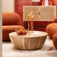 Camille Coffee Table - Round - Drum Base - Natural - Mango Wood
