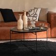 Coffee Table - Round - Brown and Black - Mango Wood and Metal