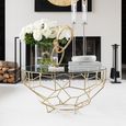 Moza Coffee Table - Round - Large - Geometric Design - Gold - Glass and Metal