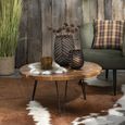 Samuel Coffee Table - Round - Small - Hairpin legs - Brown - Teak Wood