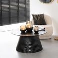 Vincent Coffee Table - Round - Slatted - Black - Mango Wood