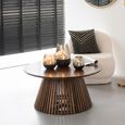 Vincent Coffee Table - Round - Slatted - Brown - Mango Wood