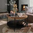Voni Cofee Table - Round - Natural and Black - Wood and Metal