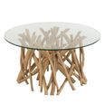 Branches Coffee Table - Round - Small - Natural - Glass and Teak Wood
