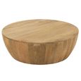 Camille Coffee Table - Round - Drum Base - Natural - Mango Wood
