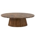 Coffee Table - Oval - Large - Brown - Marble and Mango Wood