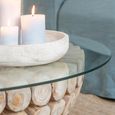 Discs Open Coffee Table - Round - Large - Natural - Glass and Teak Wood