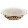 Discs Open Coffee Table - Round - Large - Natural - Glass and Teak Wood