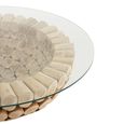 Discs Open Coffee Table - Round - Large - Natural - Glass and Teak Wood