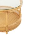 Jovelyne Outdoor Coffee Table - Round - Natural - Rattan and Glass