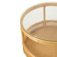 Jovelyne Outdoor Coffee Table - Round - Natural - Rattan and Glass