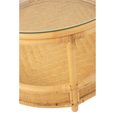 Jovelyne Outdoor Coffee Table - Round - Natural - Rattan and Glass