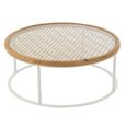 Mati Outdoor Coffee Table - Round - Natural and White - Glass and Metal