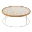 Mati Outdoor Coffee Table - Round - Natural and White - Glass and Metal