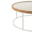 Mati Outdoor Coffee Table - Round - Natural and White - Glass and Metal
