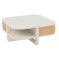 Molly Exotic Coffee Table - Storage - Square - White and Natural - Rattan and Wood