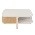 Molly Exotic Coffee Table - Storage - Square - White and Natural - Rattan and Wood
