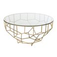 Moza Coffee Table - Round - Large - Geometric Design - Gold - Glass and Metal