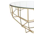 Moza Coffee Table - Round - Large - Geometric Design - Gold - Glass and Metal
