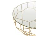 Moza Coffee Table - Round - Large - Geometric Design - Gold - Glass and Metal