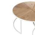 Relax Coffee Table - Round - 2 Tier - Natural and White Metal - Glass and Wood