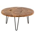 Samuel Coffee Table - Round - Small - Hairpin legs - Brown - Teak Wood