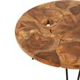 Samuel Coffee Table - Round - Small - Hairpin legs - Brown - Teak Wood
