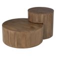Toge Coffee Table - Round - 2 Tier - Brown - Mango Wood