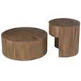 Toge Coffee Table - Round - 2 Tier - Brown - Mango Wood