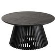 Vincent Coffee Table - Round - Slatted - Black - Mango Wood