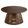 Vincent Coffee Table - Round - Slatted - Brown - Mango Wood