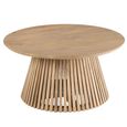 Vincent Coffee Table - Round - Slatted - Natural - Mango Wood
