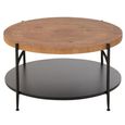 Voni Cofee Table - Round - Natural and Black - Wood and Metal